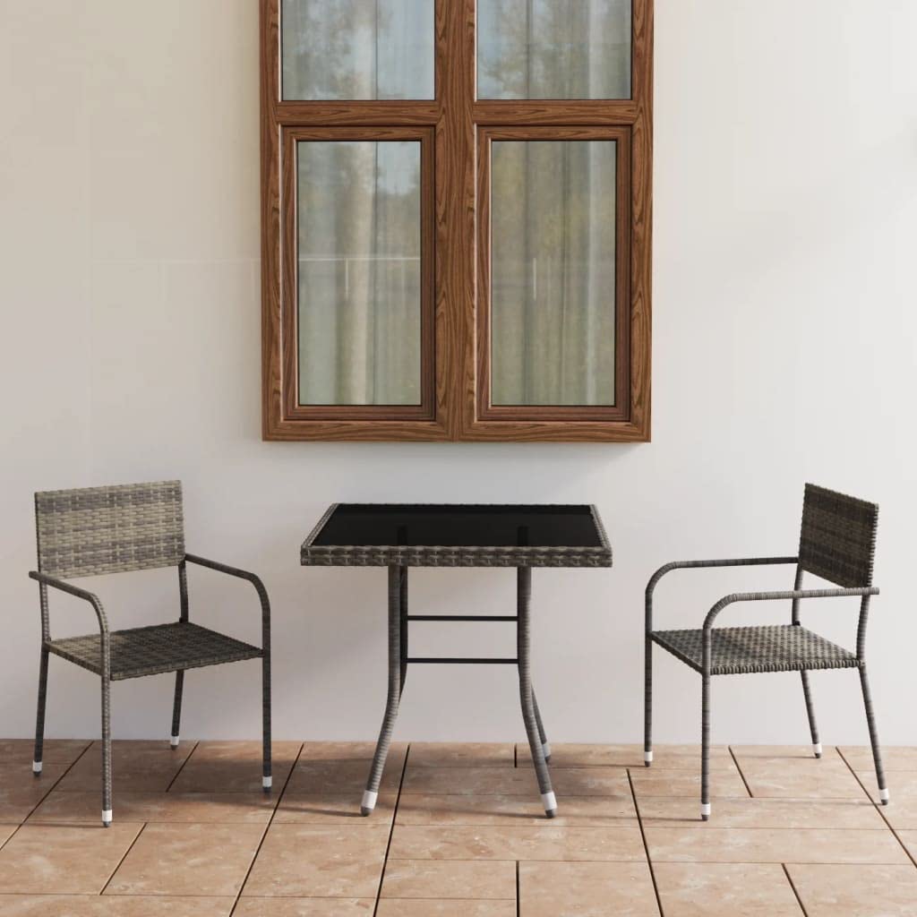 Gartenlounge Biertischgarnitur Terrassenmöbel 3-TLG. Garten-Essgruppe Poly Rattan Anthrazit und Grau