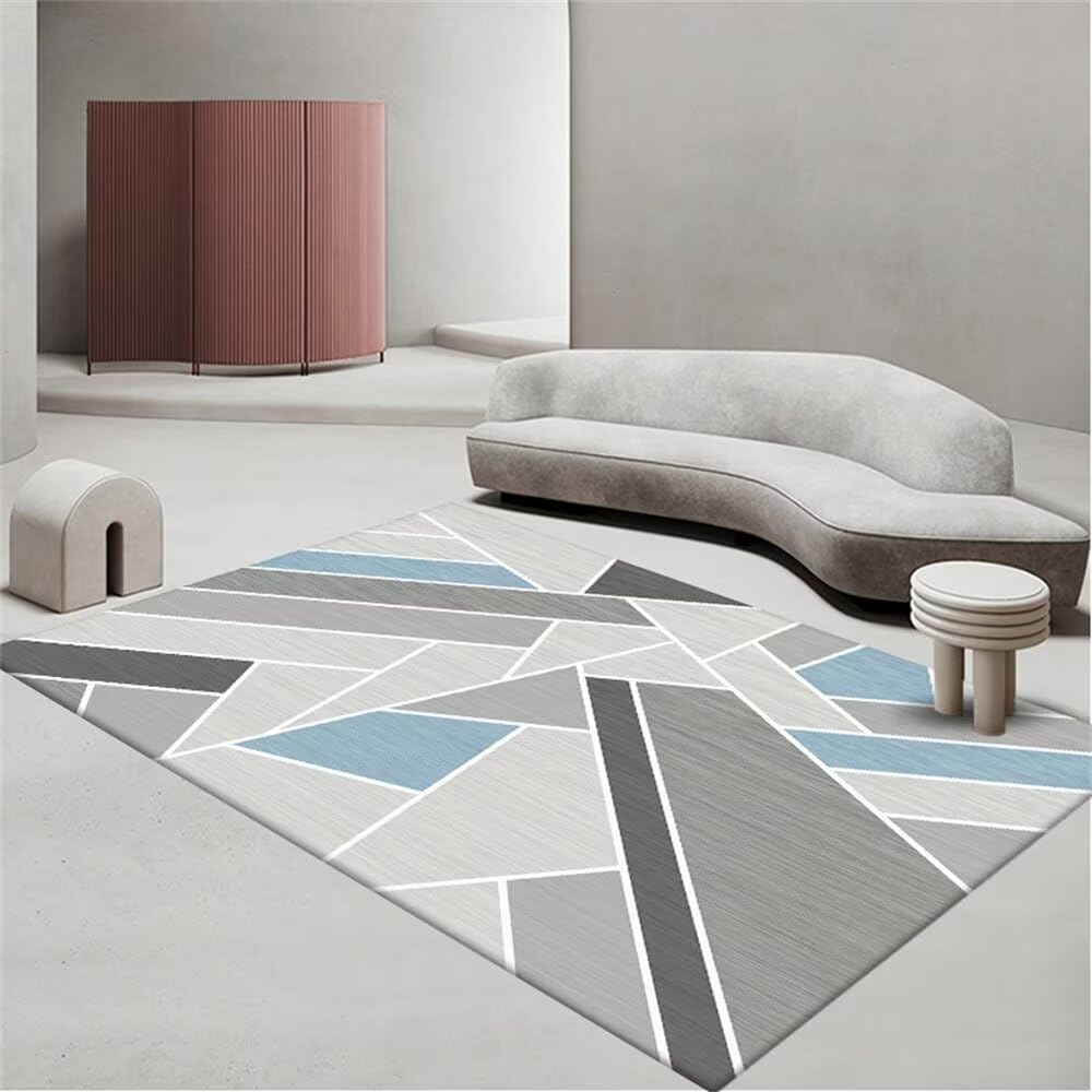 Tapis enfant garçon gris et bleu pour chambre et salle de jeux