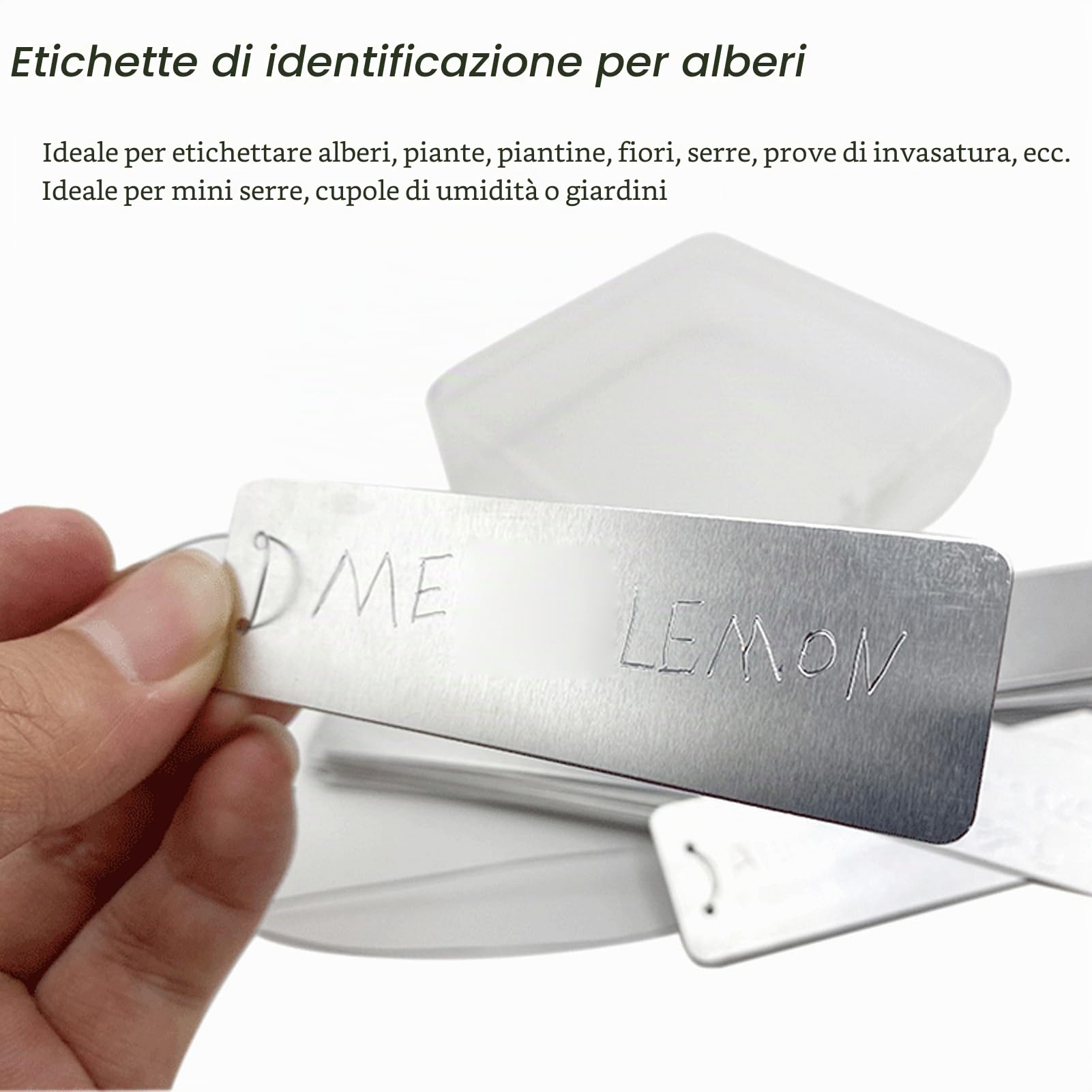 100 pezzi di etichette per piante in alluminio, etichette per piante in metallo, etichette per alberi a doppia scrittura con fili di metallo, marcatori per piante impermeabili