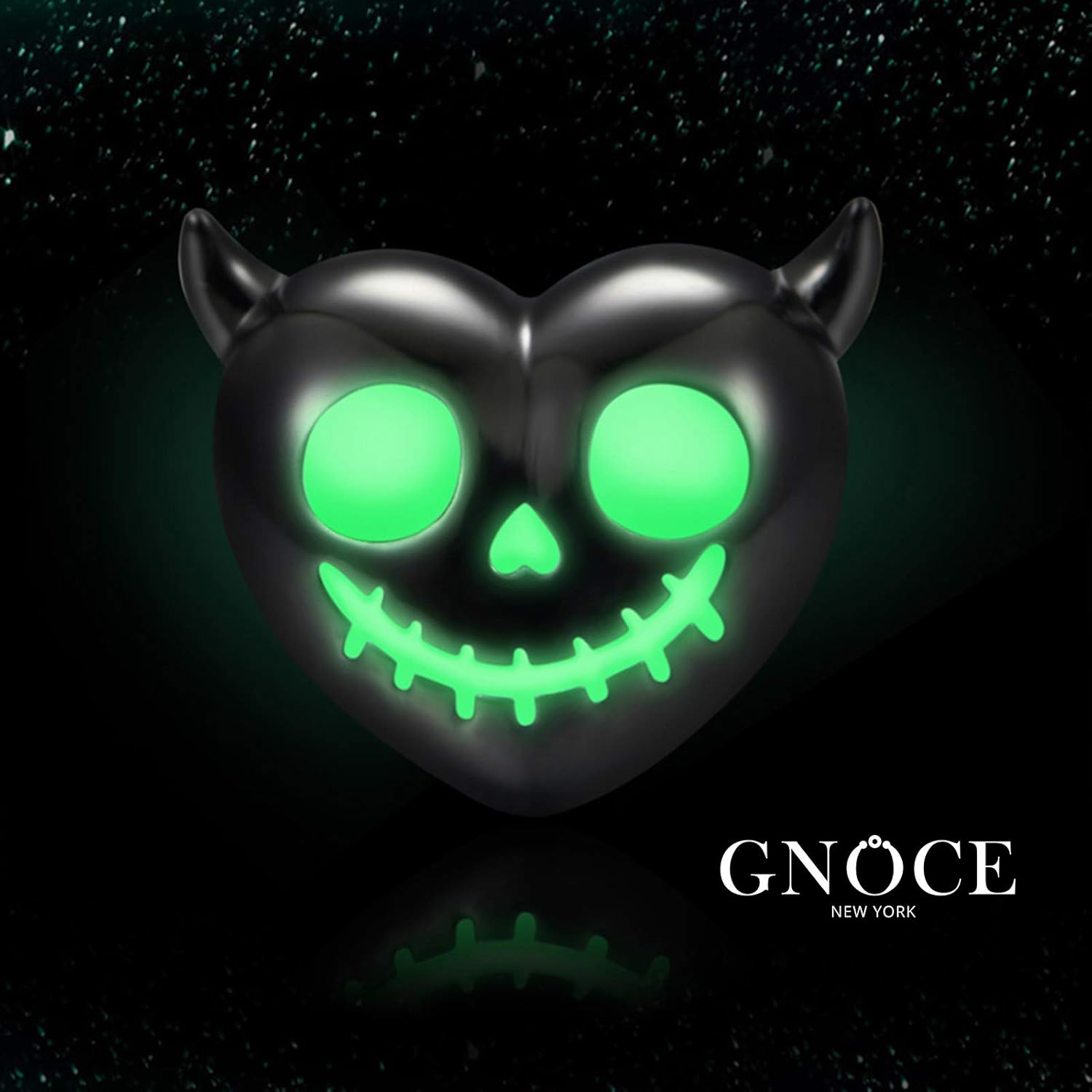 GNOCE Luminous Devil's Heart Skull Charm Bead Sterling Silver Charm Bead Fit Bracelet/Necklace Halloween Charm for Women Men
