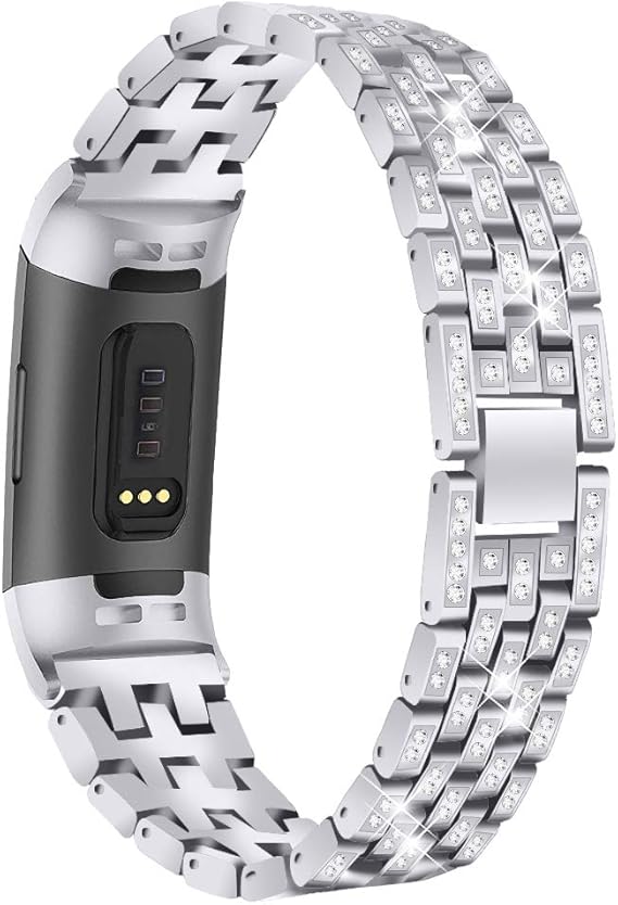 BORCHY Metal Bling Bands Compatible with Fitbit Charge 4/Fitbit Charge