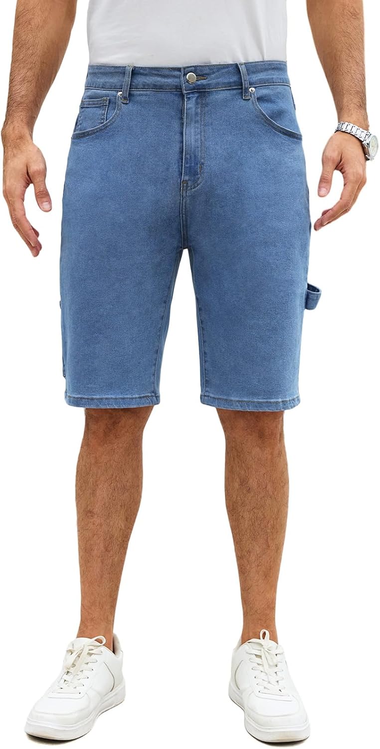 LBDLONGBIDA メンズ ジーンズ ショート リラックスフィット ストレッチ ジョート カジュアル カーゴ デニム ショーツ