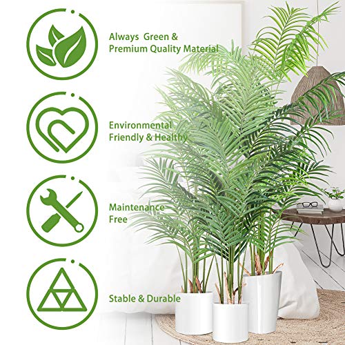 image for CROSOFMI Artificial Areca Palm Plant 4.6Feet Fake Palm Tree with 15 Le