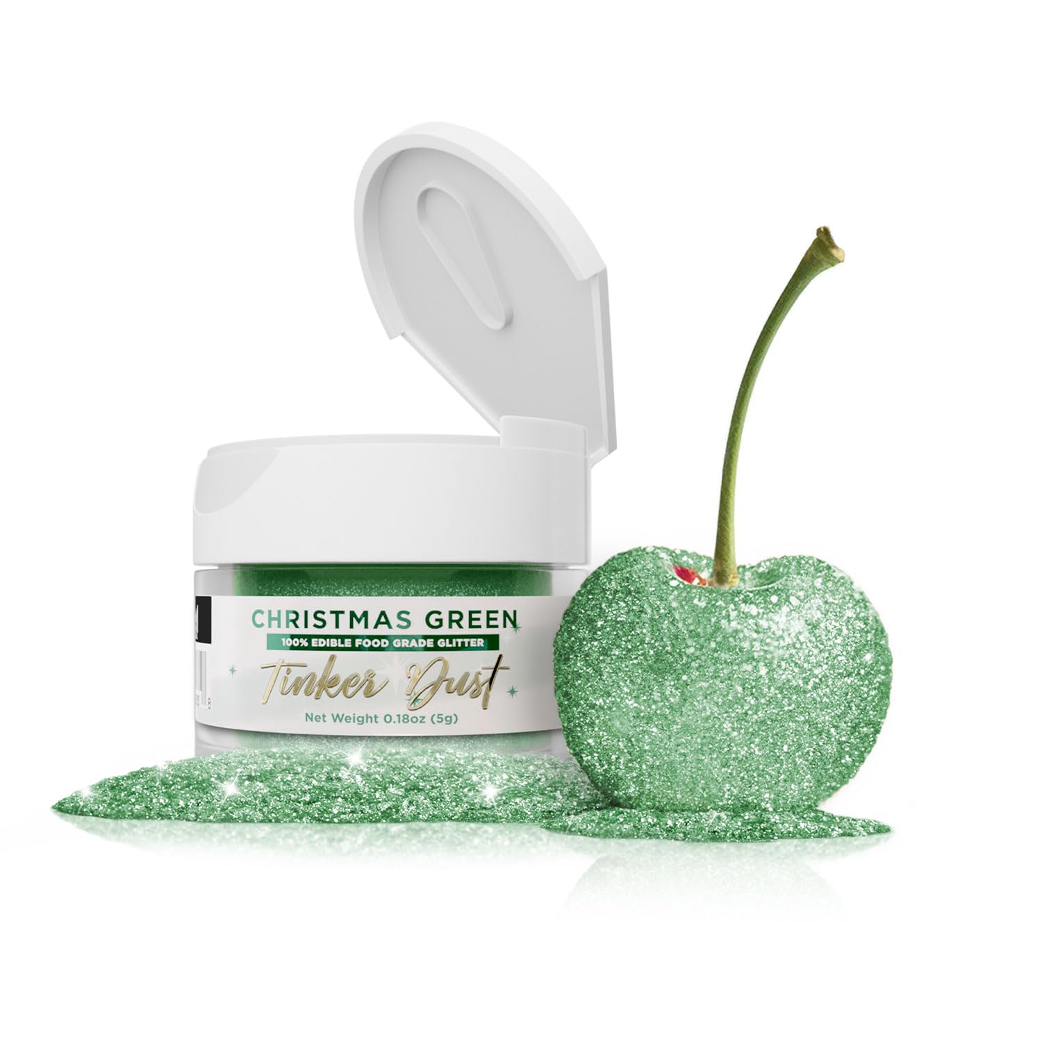 Bakell Christmas Green Tinker Dust®, 5 Gram | KOSHER Certified | 100% Edible Glitter | Cakes, Cupcakes, Cake Pops, Drinks, Glitter & Dusts (Christmas Green)