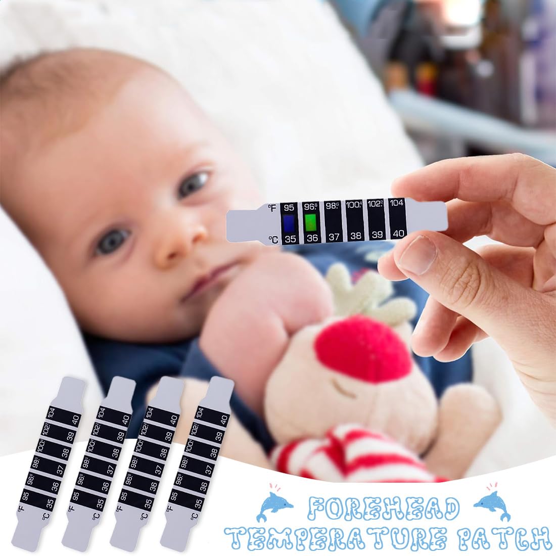 20 Pièces Bandes de Thermomètre Frontal Fiable, Autocollant Portable Réutilisable pour Vérifier la Température de Bébé, Adulte, Thermomètres de Voyage pour sac à Main
