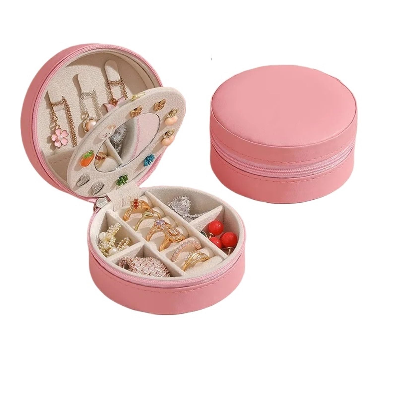 LOVSSU Small Jewelry Box Multilayer Jewelry Box Small Stud Earrings Ring Receive Necklaces(Pink)