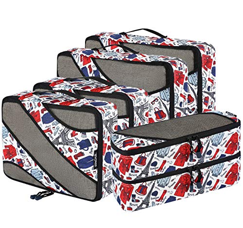Bagail 6 Set Packing Cubes,3 Various Sizes Travel Luggage Packing Organizers(Paris Mode) #TOP24