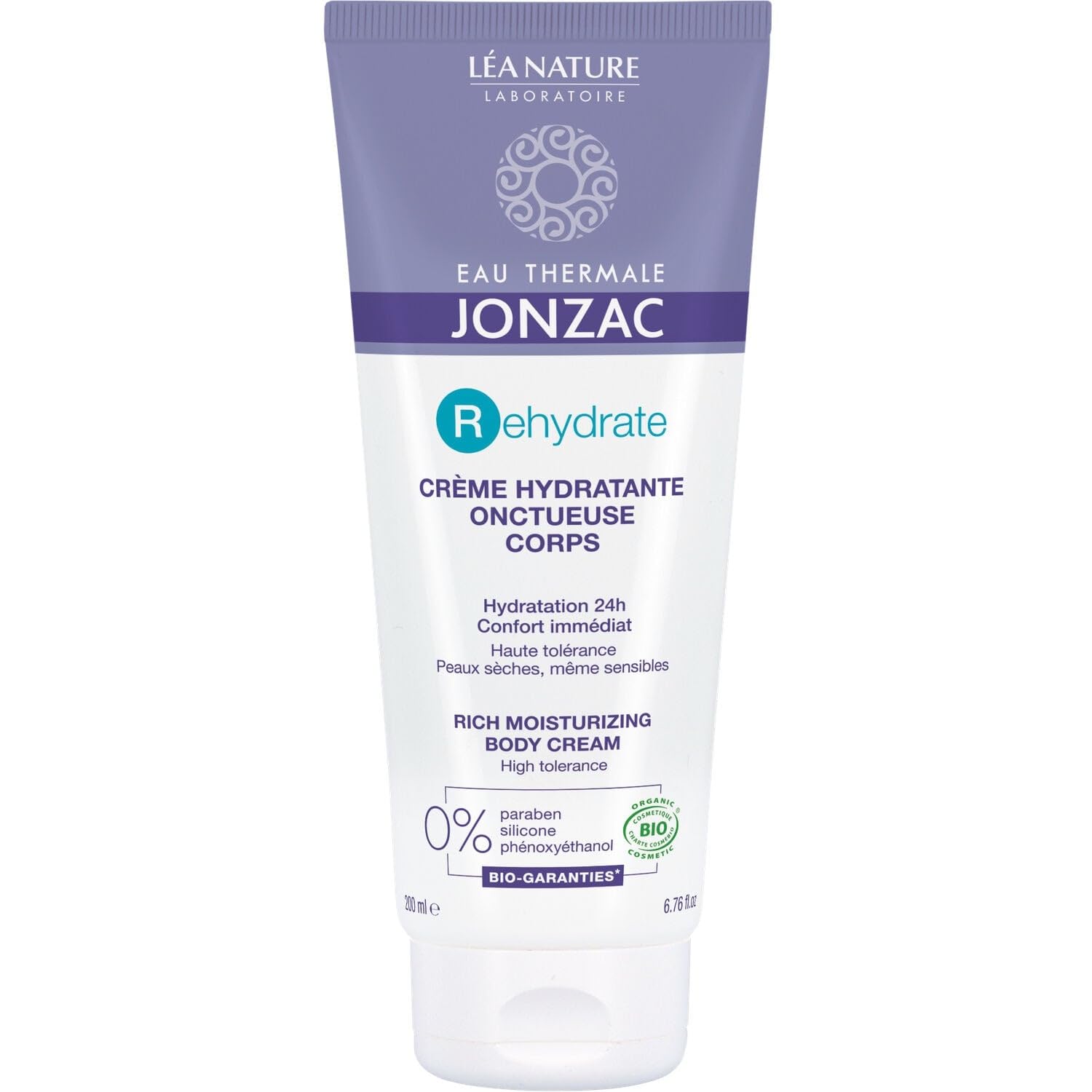 EAU THERMALE JONZAC Crème Corps Hydratante 24h Peaux Sèches et Sensibles Bio 200 ml - Pot en Plastique avec Couvercle Rabattable - Soin Onctueux Riche en Beurre de Karité - Lot de 2