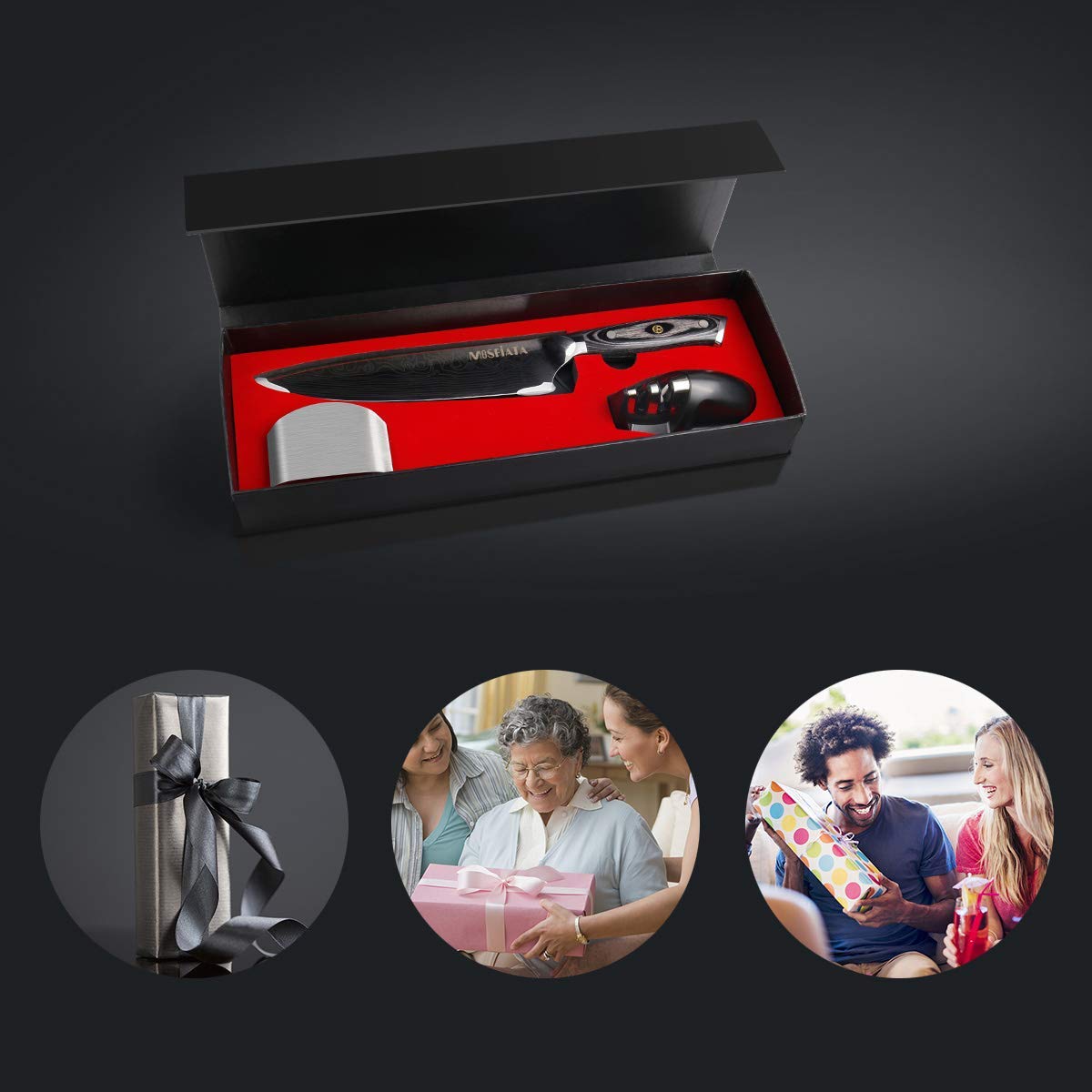 Couteau de cuisine professionnel acier inoxydable 20cm avec gaine MOSFiATA
