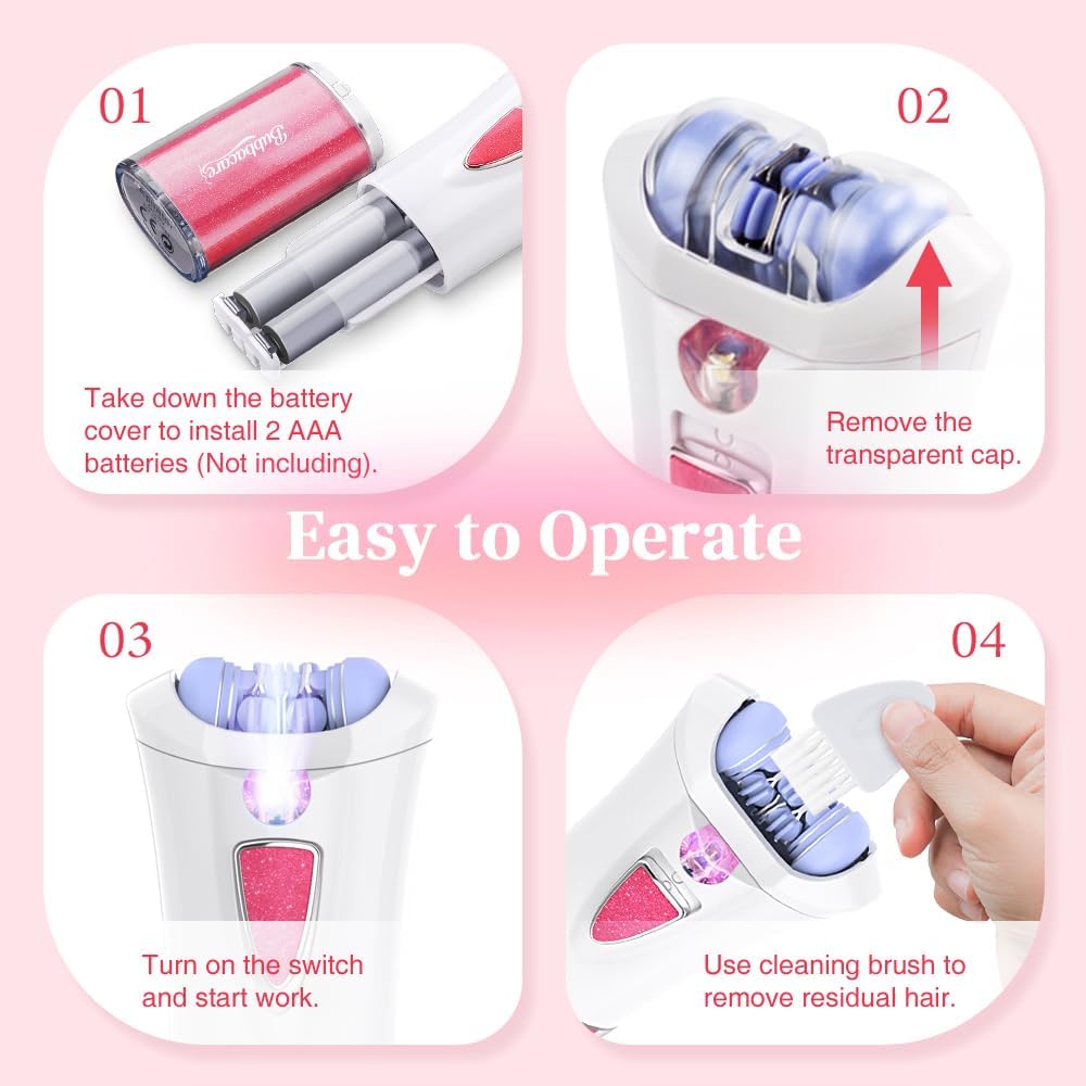 Facial Epilator for Women, Epilator for Women Smooth Glide, Hair Removal Device for Face Legs, Arms & Underarms, Painless Hair Remover