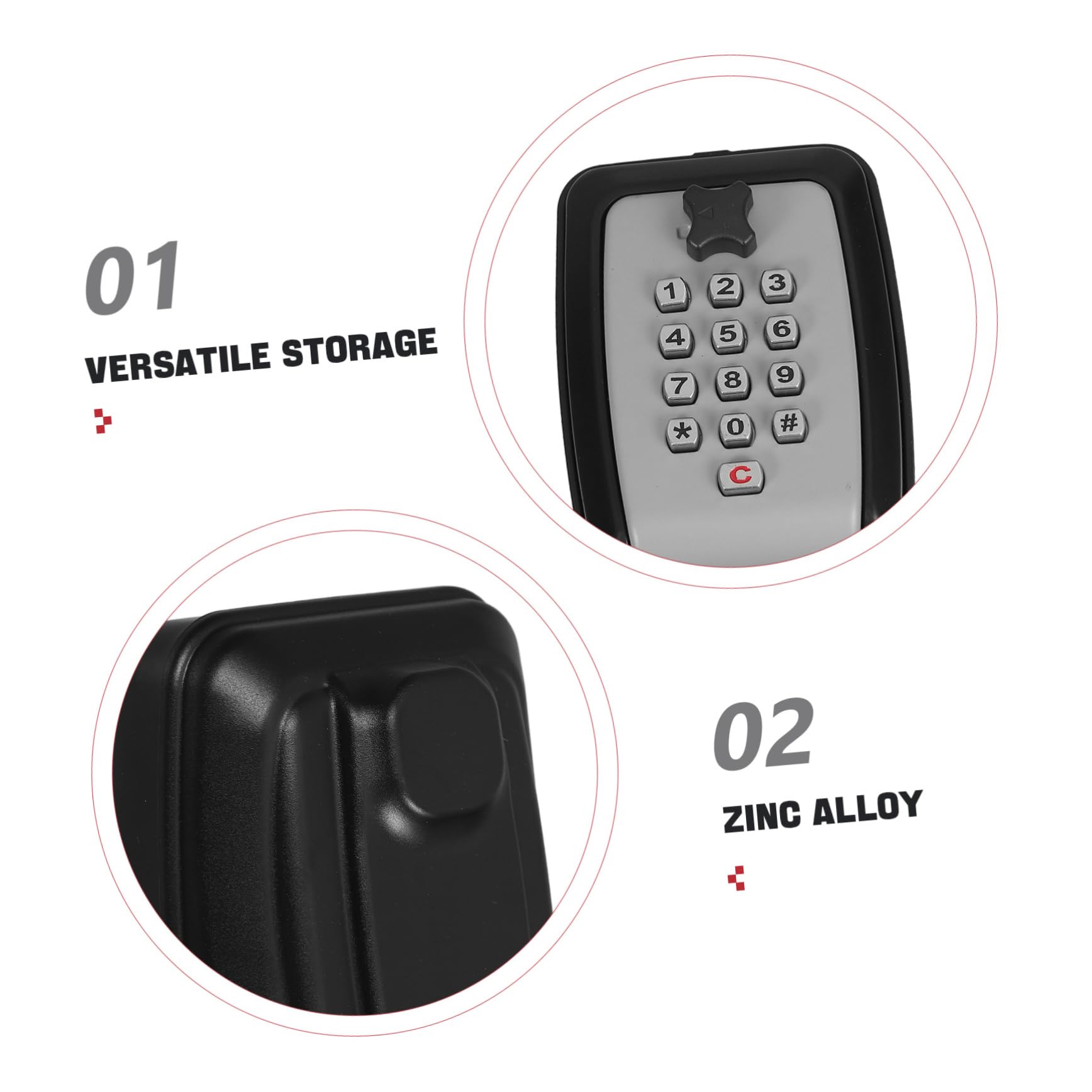 EXCEART Cassetta Portachiavi con Combinazione da Parete in Lega di Zinco | Plastico, Design Elegante e Profilo Sottile, Uso in Appartamenti e Garage, Resistente alle Intemperie