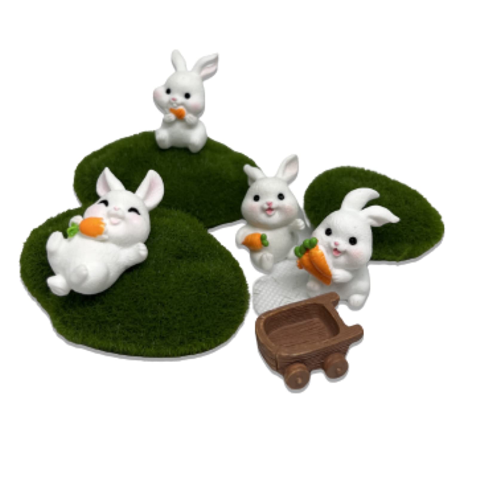 Lot de 3 figurines miniatures de lapin, accessoire de jardin féérique, lapins de Pâques, ornements en résine pour bonsaï, décoration de jardin, statues pour plantes en pot (A