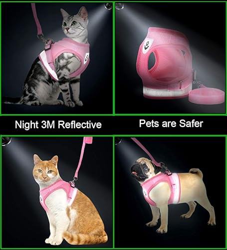 Miniatura 59 de GAUTERF - Arnés para gatos y cachorros con correas, arnés de gato a prueba de escape, chaleco de pana ajustable y malla suave reflectante