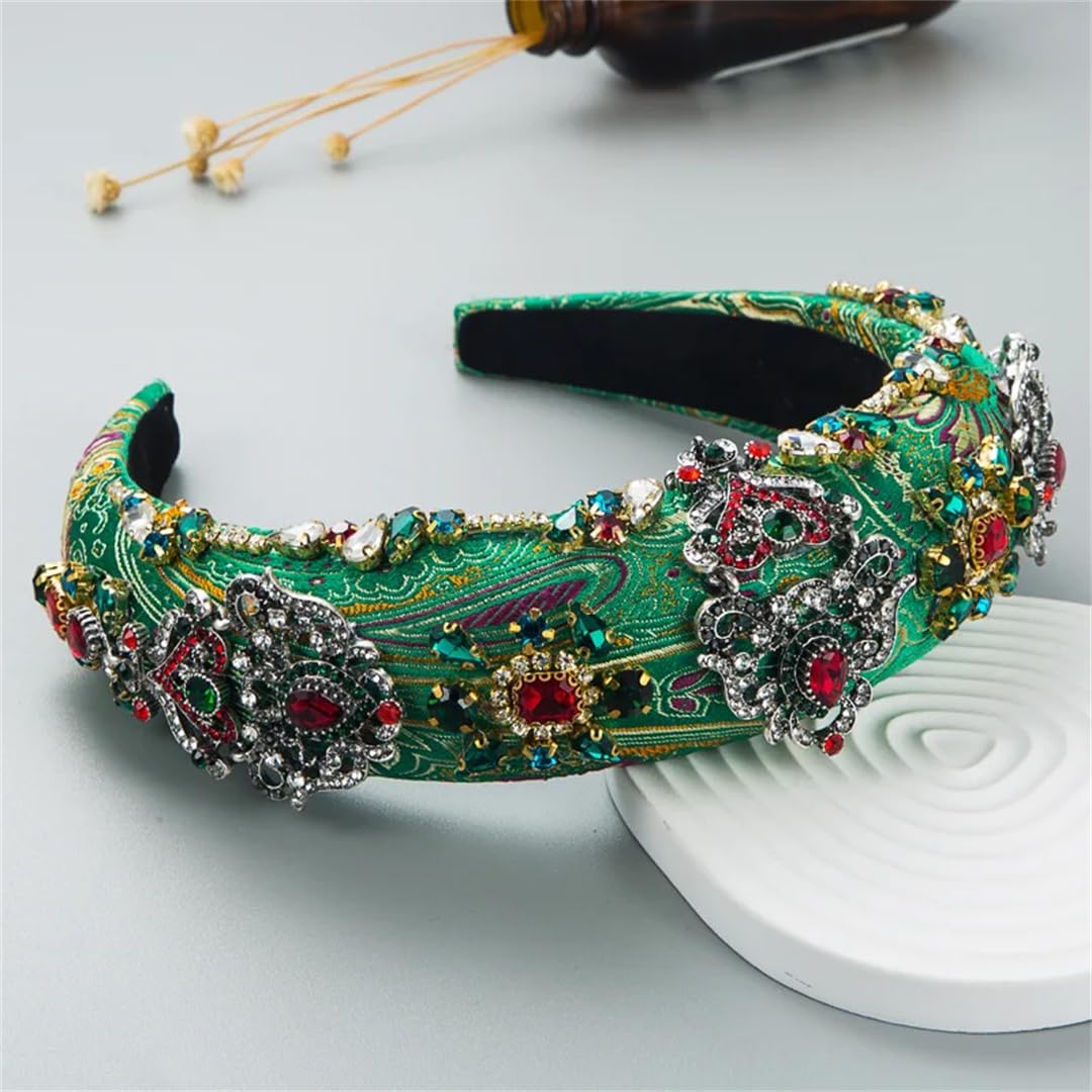 Fascia Per Capelli Donna Con Strass - Cerchietto Largo Colorato Turchese E Cristalli, Accessorio Elegante Per Festa E Cerimonia - 3