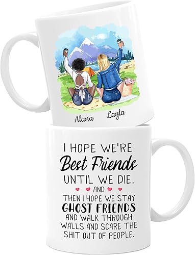 Vista 70 de Taza de café blanca de 2 mejores amigos, 11 onzas, 15 onzas, taza de amistad personalizada para mujeres, mejor amiga, mejor amiga, hermana, hermana