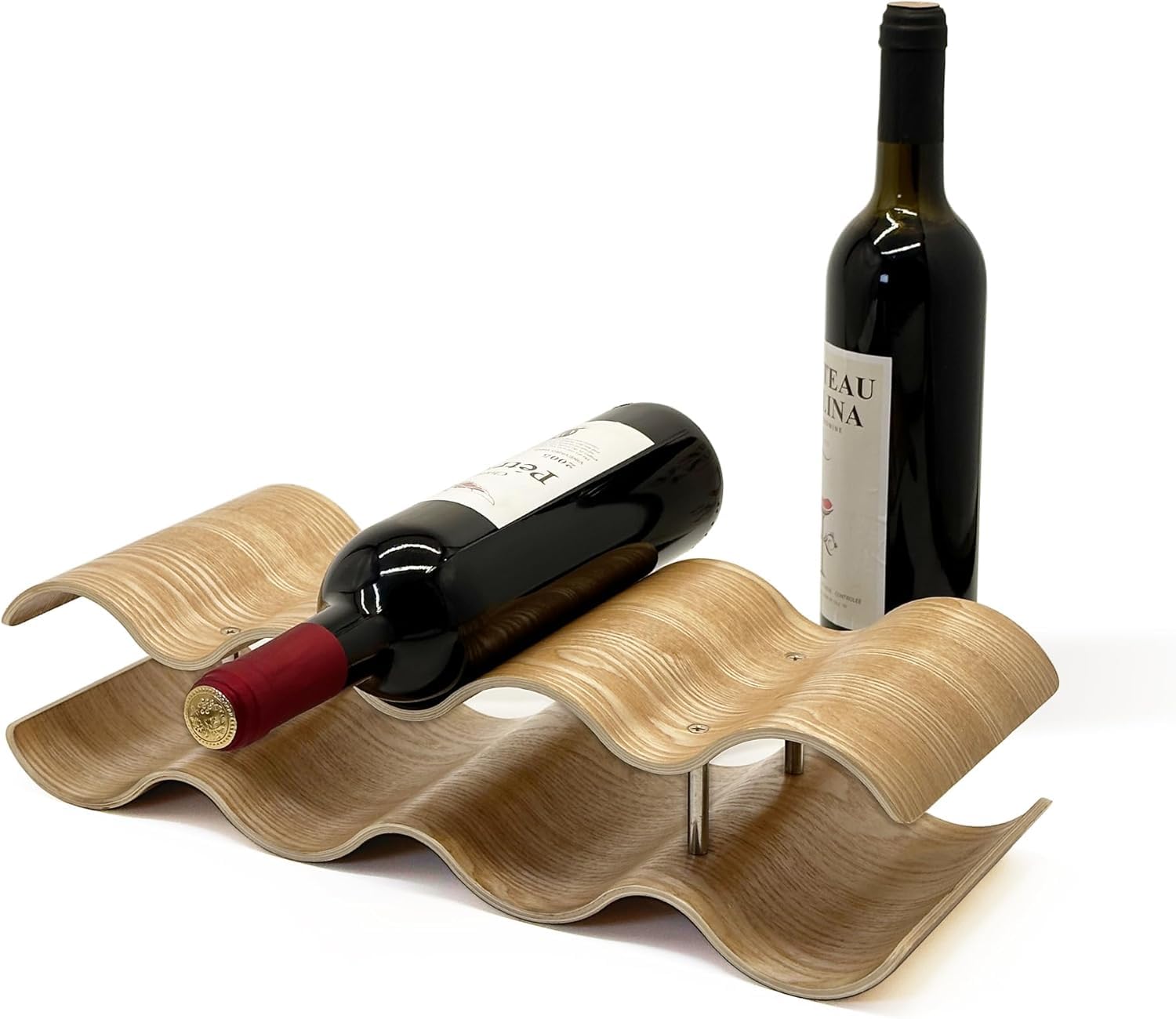 Wooden Wave Wine Rack for Countertop – 6 Bottle Modern Wine Holder Stand, Tabletop Wine Storage Organizer for Kitchen, Bar & Dining Room (Natural Wood Finish).-image-27