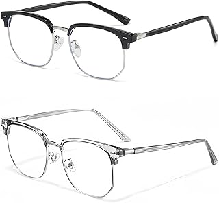 Blue Light Blocking Glasses - 2PCS Fashion Gaming Glasses with Blue Light Filter, Anti Glare & Headache Relief