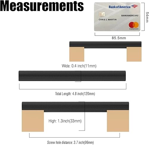 Miniatura 10 de Paquete de 6 tiradores de gabinete de 7.5 pulgadas en negro mate y dorado, manijas moleteadas para gabinetes de cocina, tiradores de cajón,