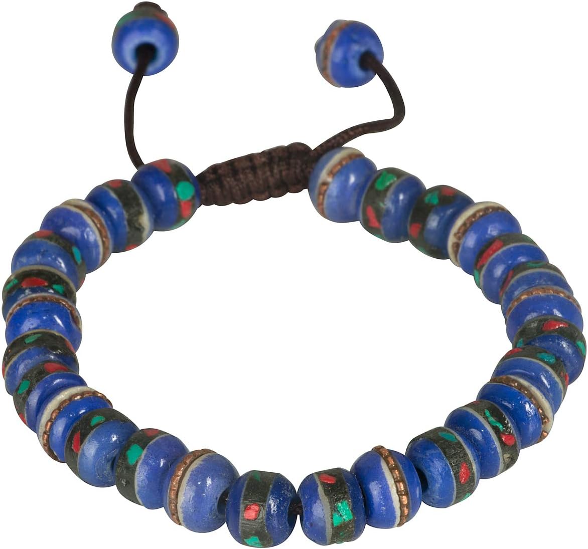 Tribe Azure Fair Trade Tibetan Embedded Yak Bone Medicine Wrist Mala Bracelet Meditation Healing Prayer Beads