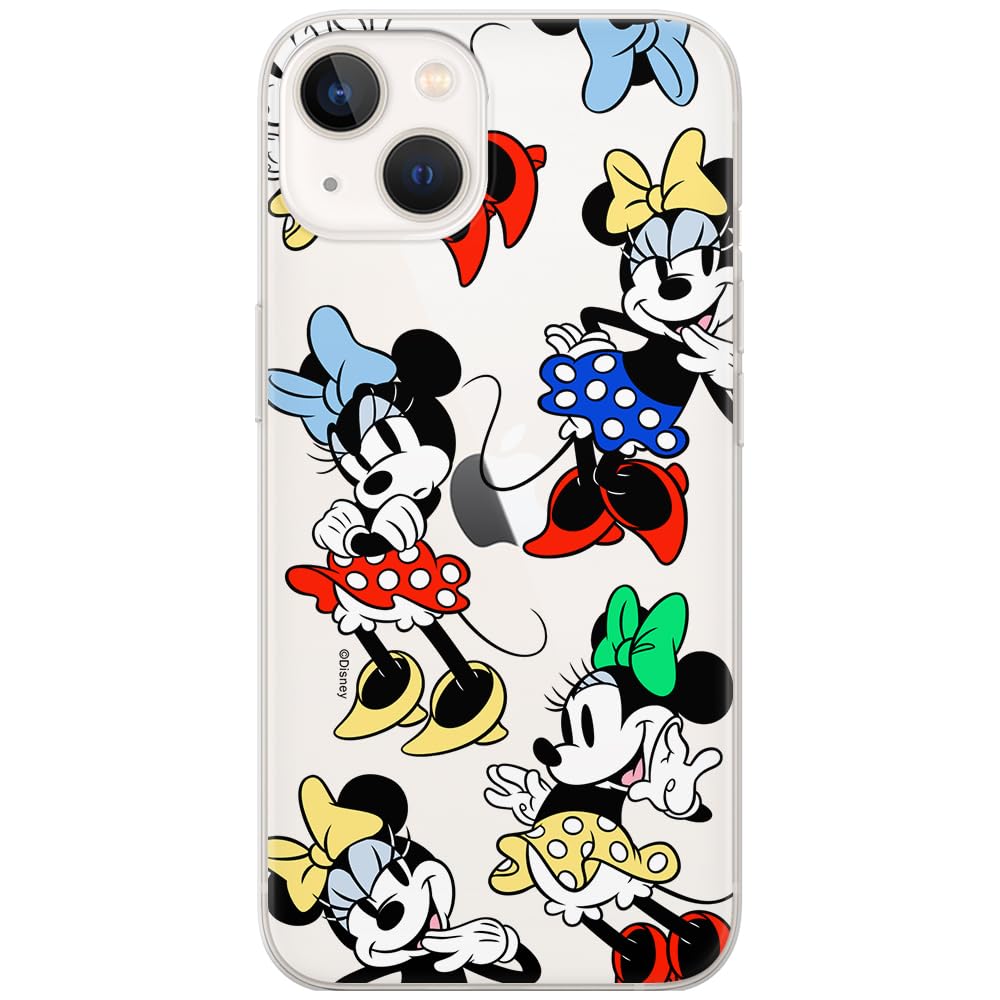 ERT GROUP mobile phone case for Iphone 13 original and officially Licensed Disney pattern Minnie 076 optimally adapted to the shape of the mobile phone, partially transparent