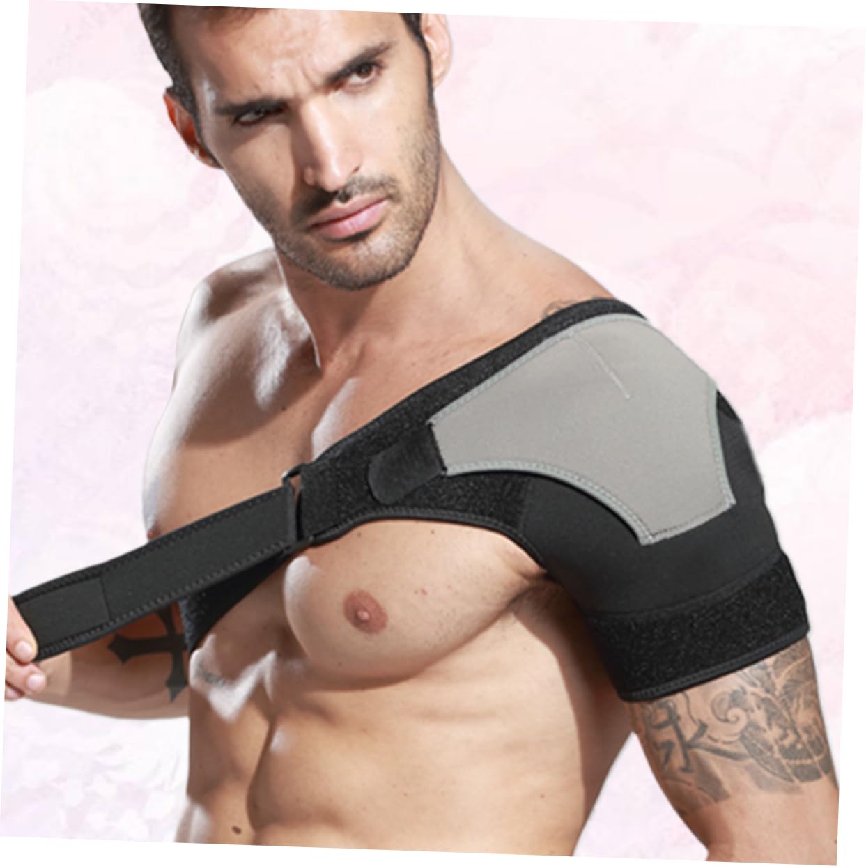 minkissy Compression Shoulder Brace Non-slip Shoulder Pad for Mountaineering Black Grey Left