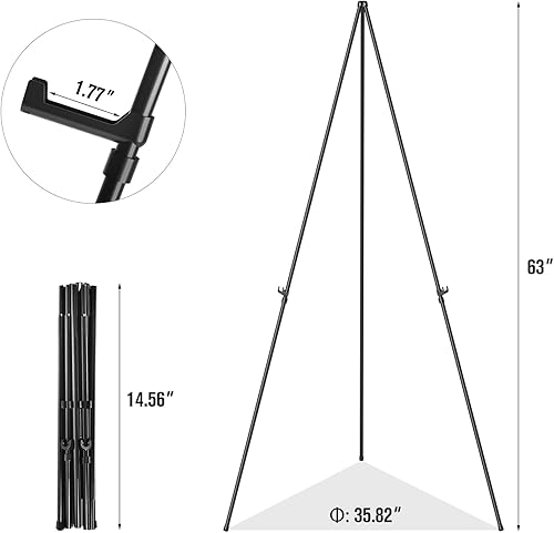 Miniatura 5 de Aredy - Soporte de caballete portátil de 63 pulgadas, caballete de metal ligero para pintar lienzo, letrero de boda (paquete de 4)