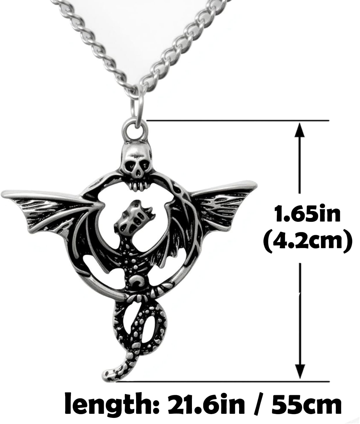 Gothic Skull Skeleton Mermaid Necklace for Women Man - Vintage Retro Gothic Punk Rock Biker Halloween Pendant Necklace - 22+2" Chain - Image 7