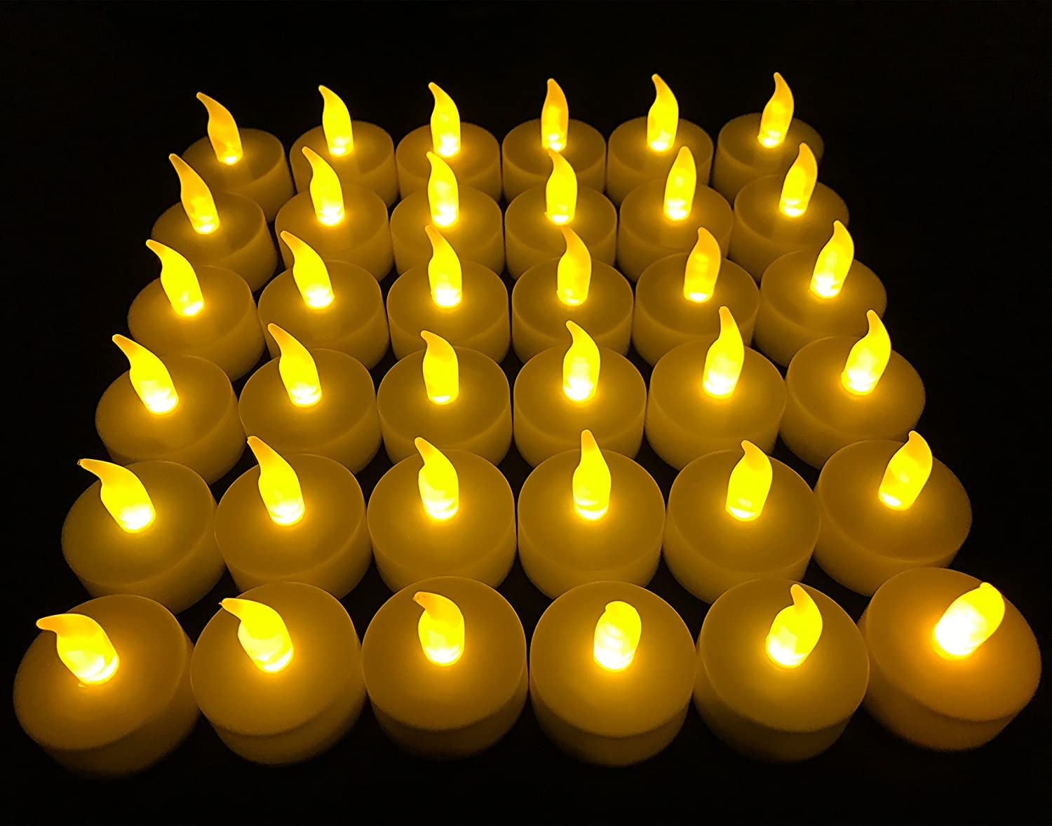 True Decor 36PC Acrylic Flameless & Smokeless LED Candles for Home Decoration||LED Tealight Candles for Christmas & Diwali Pack of 36 (Yellow)