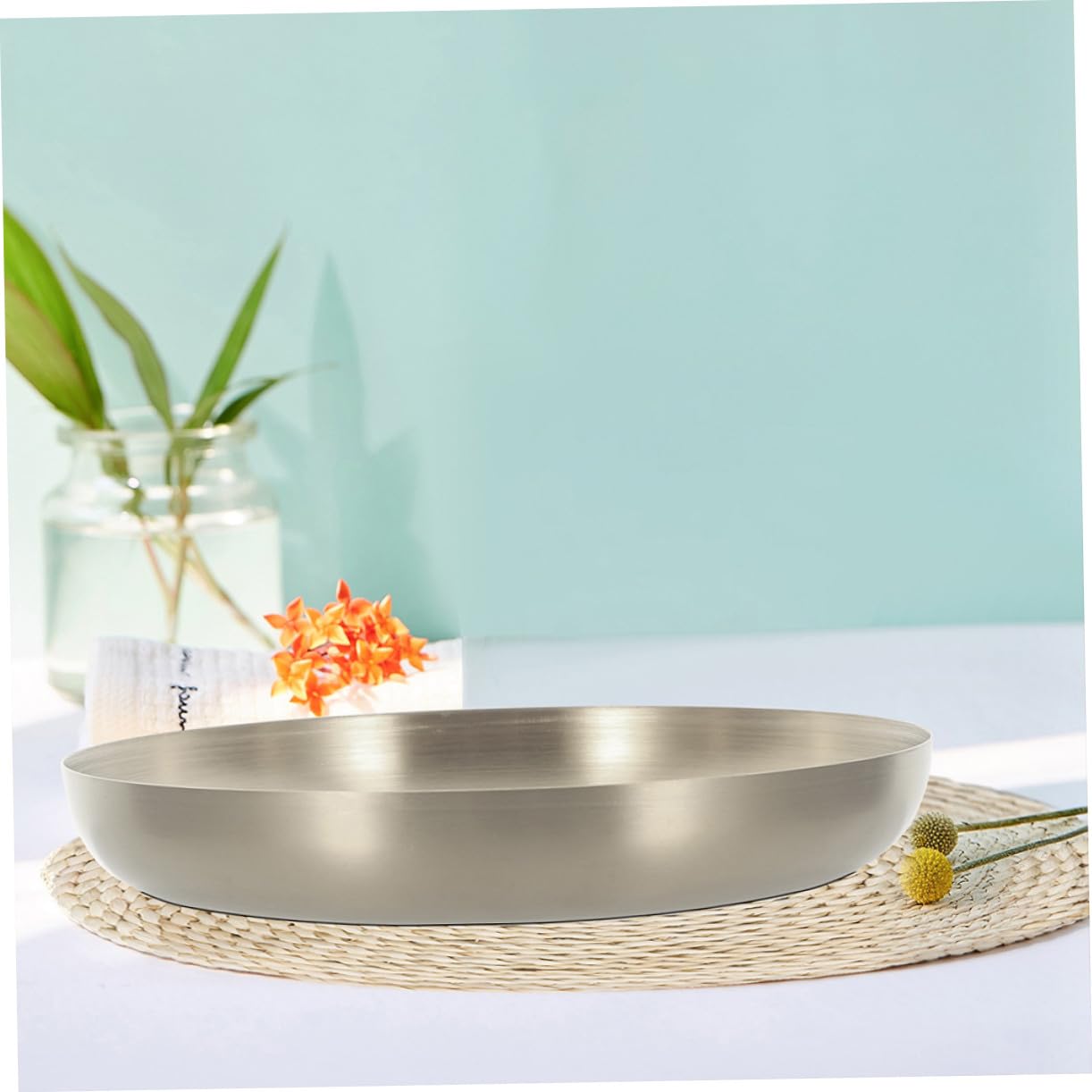 POPETPOP 3 Pièces Plateau de Service Acier Inoxydable Assiette Polyvalente pour Steak et Snack Design Moderne pour Famille Restaurant et