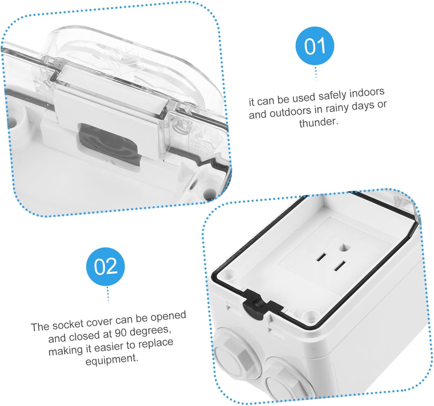 Outlet Cover Durable Protective Box for US Plug for Outdoor Use Wet Conditions Aging Material Easy Access for Equipment Replacement