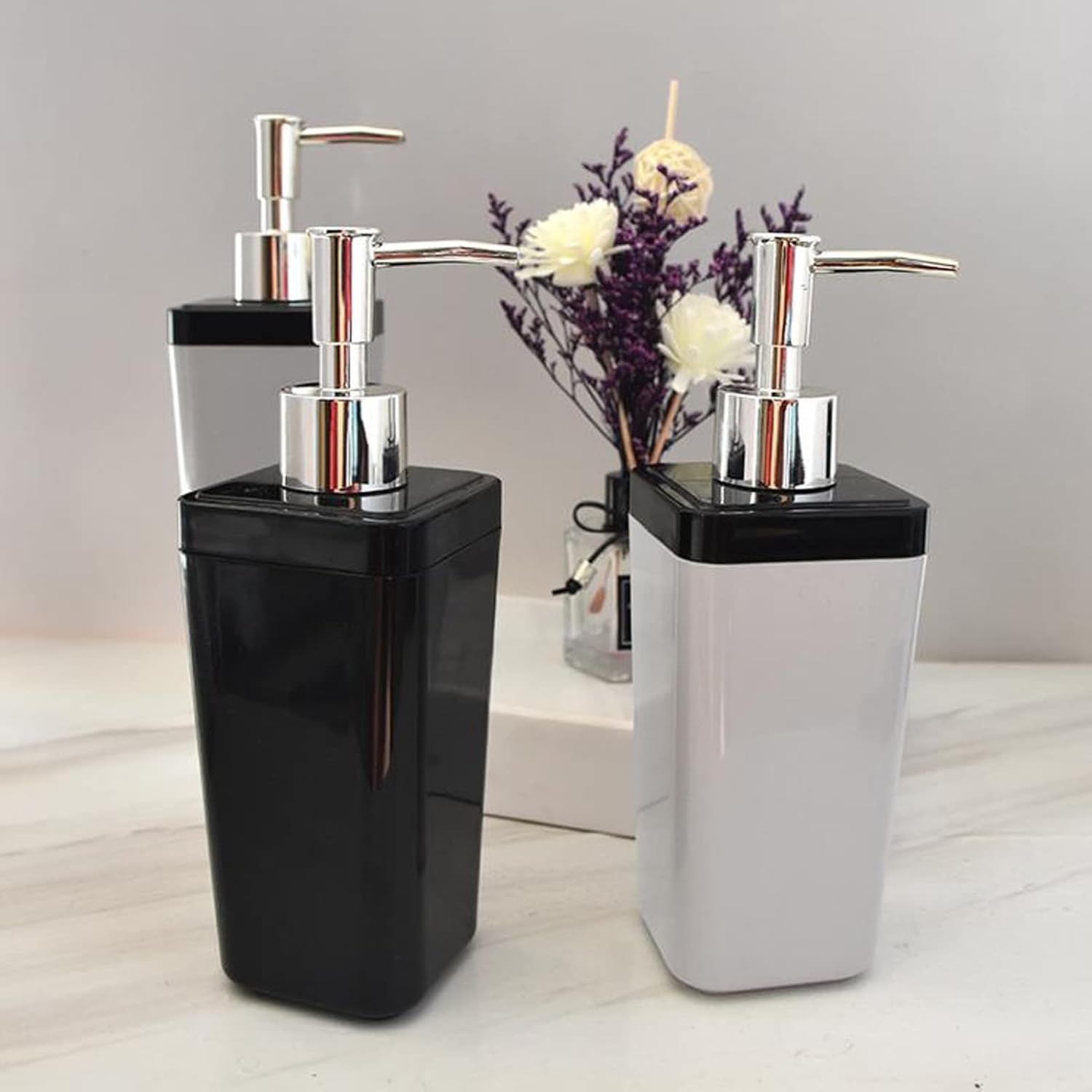 Soap Pump Dispenser Acrylic Soap Dispenser Shampoo Bottle 350ML Lotion Bottle Bathroom Decoration Supplies Bottles Dispenser (Color : Gris)