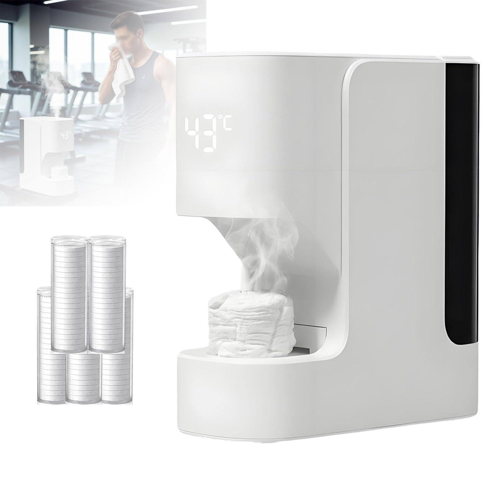 Calentador de toallas calientes, dispensador automático de toallas con temperatura constante de 55 °C, ideal para spa, hogar, salón, gimnasio, tienda de mascotas, incluye 60 toallas