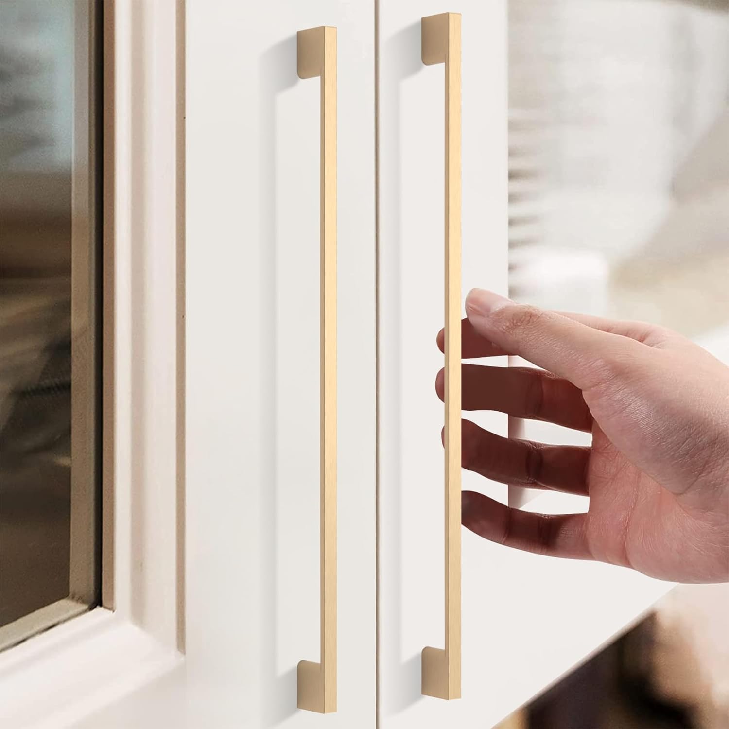 FILTA 6 Pack 12.5 Inch(320mm) Hole Centers Brushed Brass Cabinet Pulls,Stylish Kitchen Cabinet Handles Zinc Alloy Gold Cabinet Hardware for Cabinets Cupboard Handles Drawer Pulls