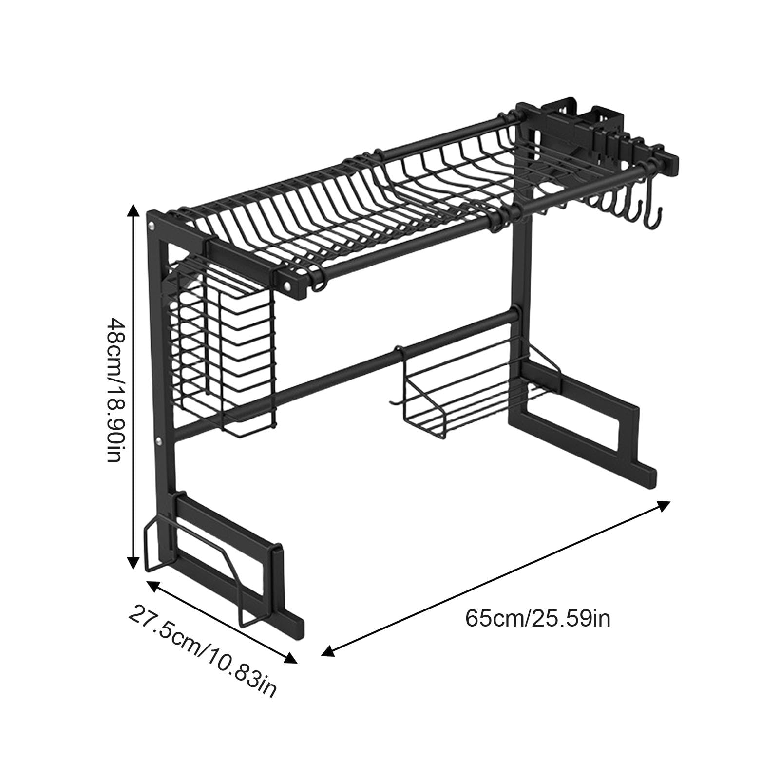 Escurridor de platos para fregadero, escurridor impermeable con ganchos, utensilio multifuncional con fregadero, soporte de secado compacto, escurridor de acero inoxidable para cocinas pequeñas | utensilio multifuncional con fregadero, soporte de secado c