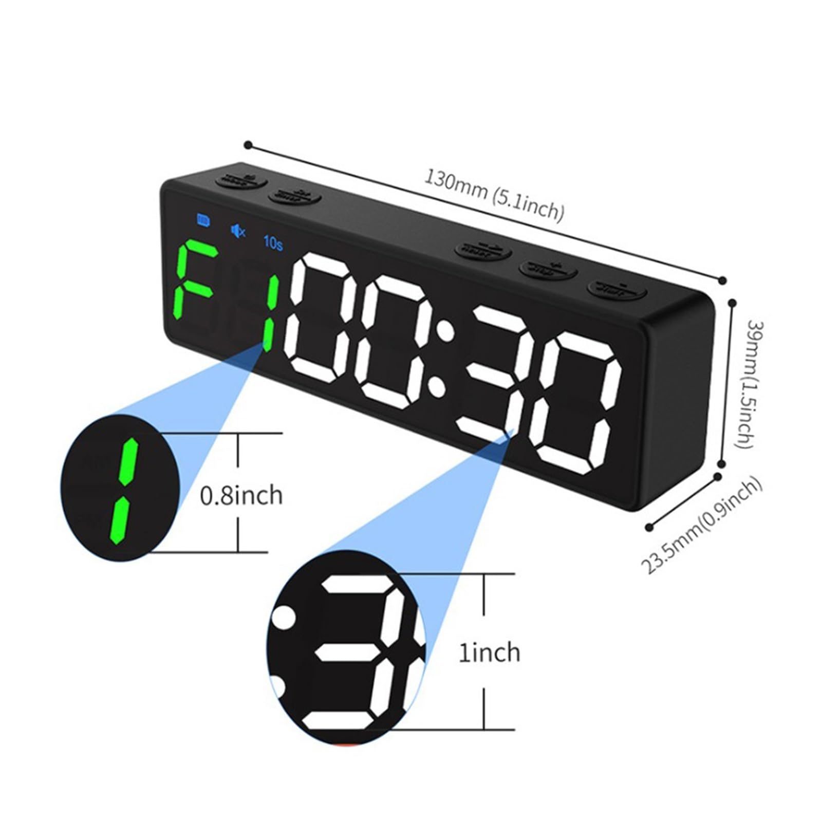 Timer da palestra portatile Intervallo timer Allenamento Fitness Orologio Conto alla rovescia/SU/Cronometro Magnetico e ricaricabile tite USB