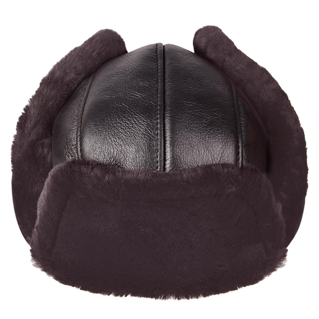 Harssidanzar Gorro de Aviador Gorro de Invierno para los Hombres Las Mujeres Genuino de Piel de Cordero de Cuero de Sombrero Trapper Caliente Orejeras CU603EU