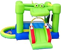 Vista 7 de Casa inflable con tobogán, castillo hinchable con soplador y casa de pelotas, juego de dos objetivos de dardos