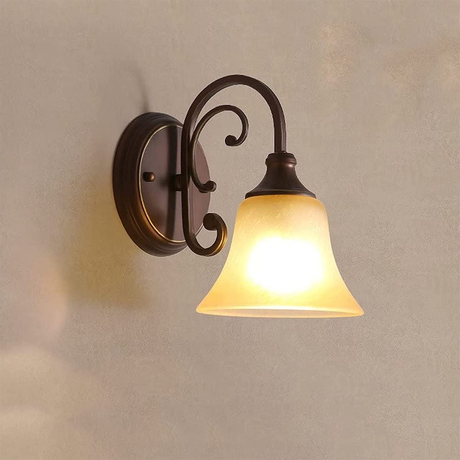 Wall Sconce Lamp Village Restaurant Wall Lantern Wrought Iron Glass Fitting Best for Corridor Balcony Hotel Bedside Wall Light