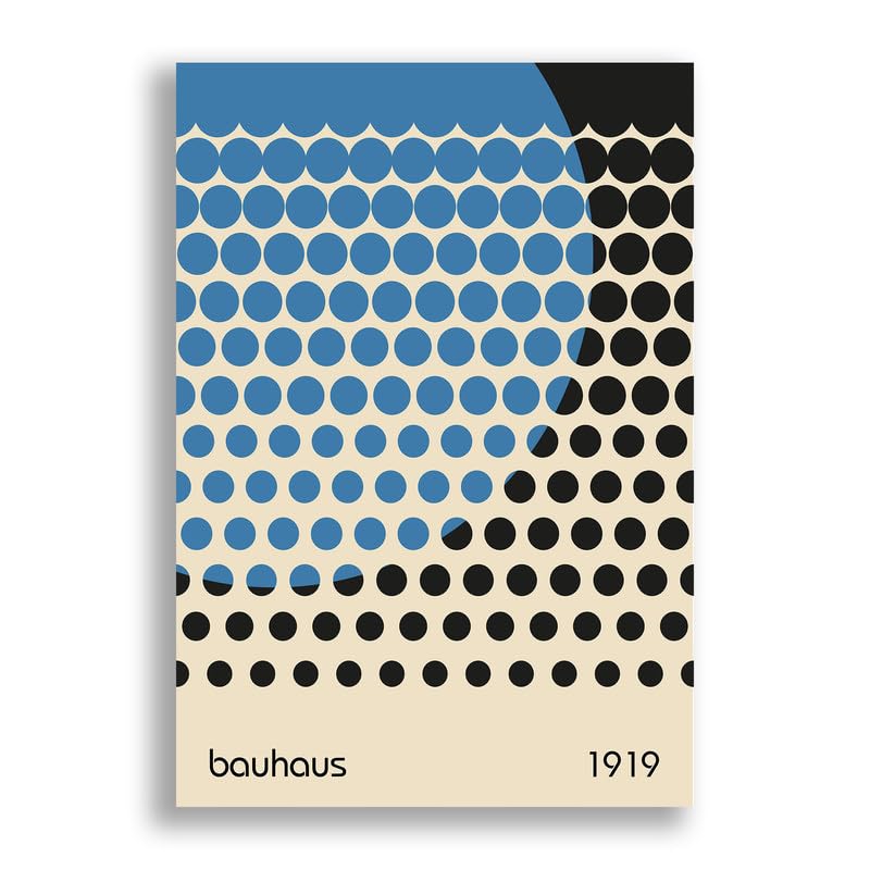 FAB Bauhaus Circles on Circle Blue - Modern Abstract Home Wall Décor - Mid Century Art Prints for Living room Hallway - Unframed Photo Poster (A2 [420mm x 594mm])