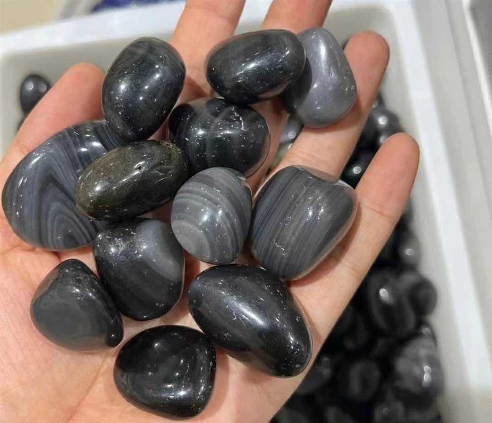 KatLin Natural Stone Natural Obsidian Crystal Tumbled Bulk Mineral Specime Gemstones Gem Raw Aquarium Decoration Gift(300g)