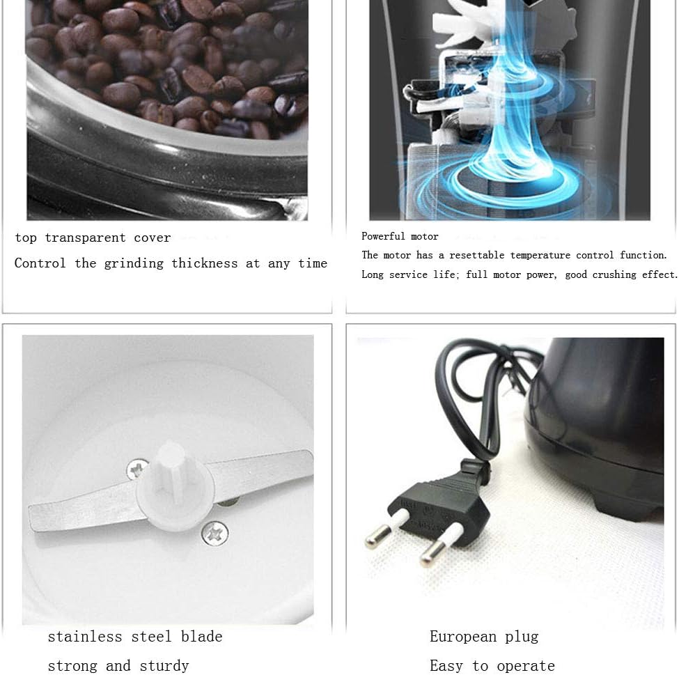 Grain Mini Grinder Spices Mill Grinder Coffee Grinder Multi-Grinders Home Powder Crusher Mill for Coffee Beans Spice Pepper Herb Nuts 110V / 220V,White