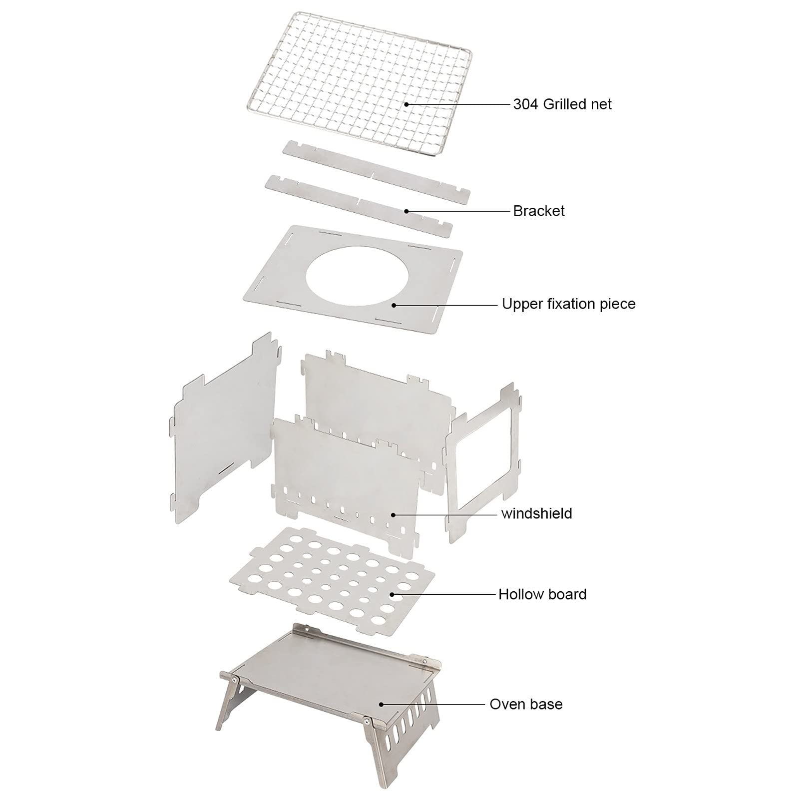 Barbecue Griglia a Carbone Mini Grill Grill Pieghevole Stufa in acciaio inox BBQ Grill □ Piccola stufa a backpacking portatile per escursioni in campeggio sopravvivenza Utensile Barbecue Picnic