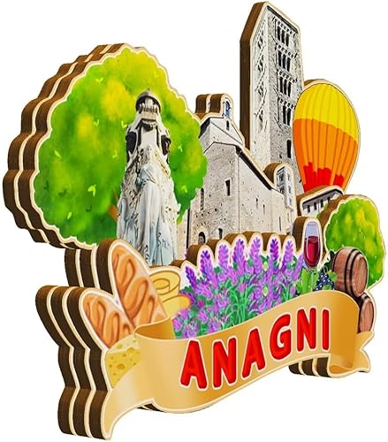 Miniatura 2 de Imán de madera para nevera de Anagni Lazio Italia Monumentos 3D de viaje, coleccionables, recuerdos, decoración hecha a mano -2457