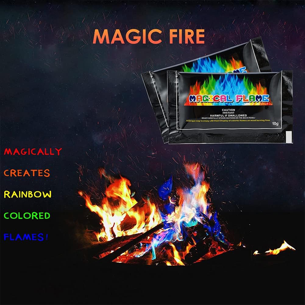 Flame Powder, Rainbow Color Flames (Small, 5Packs)