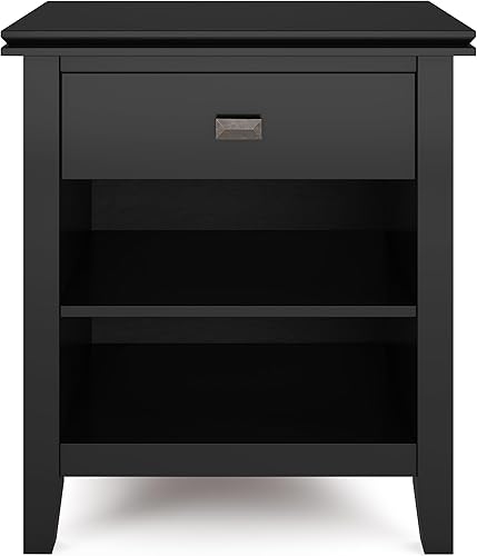 Miniatura 5 de SIMPLIHOME Mesita de noche artesanal de madera maciza de 24 pulgadas de ancho, contemporánea, color negro, para sala de estar y dormitorio