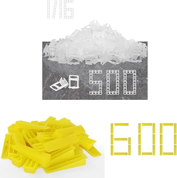 Tile Wedges 600 Pieces and Tile Spacers 1/16 Inch*500 Piece Tools Leveling Wedges, Spacers Clips for Stone Installation