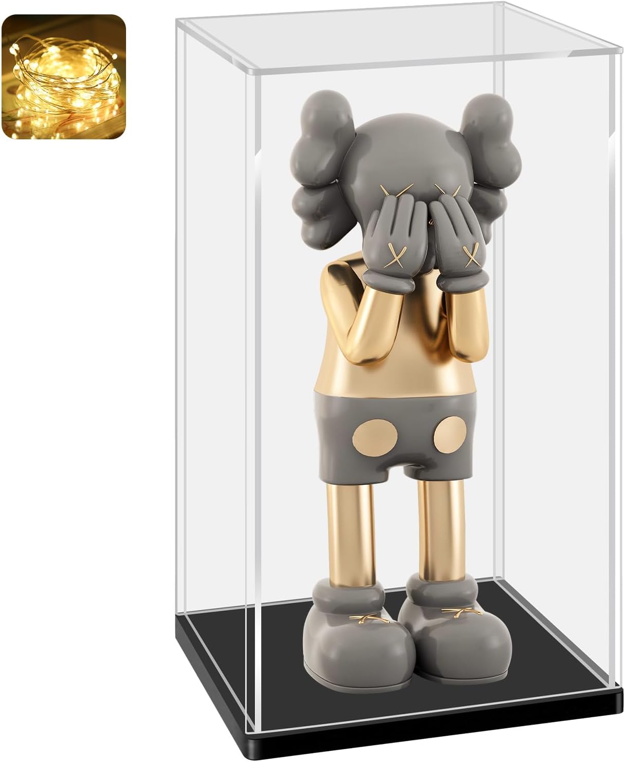 LANSCOERY Acrylic Display Case, Assemble Showcase Display Box for Collectibles, with Dustproof & Seamless Display Design, 10x8x16.5 inch Thick Black Base 10x8x16.5inch; 25x20x42cm Black