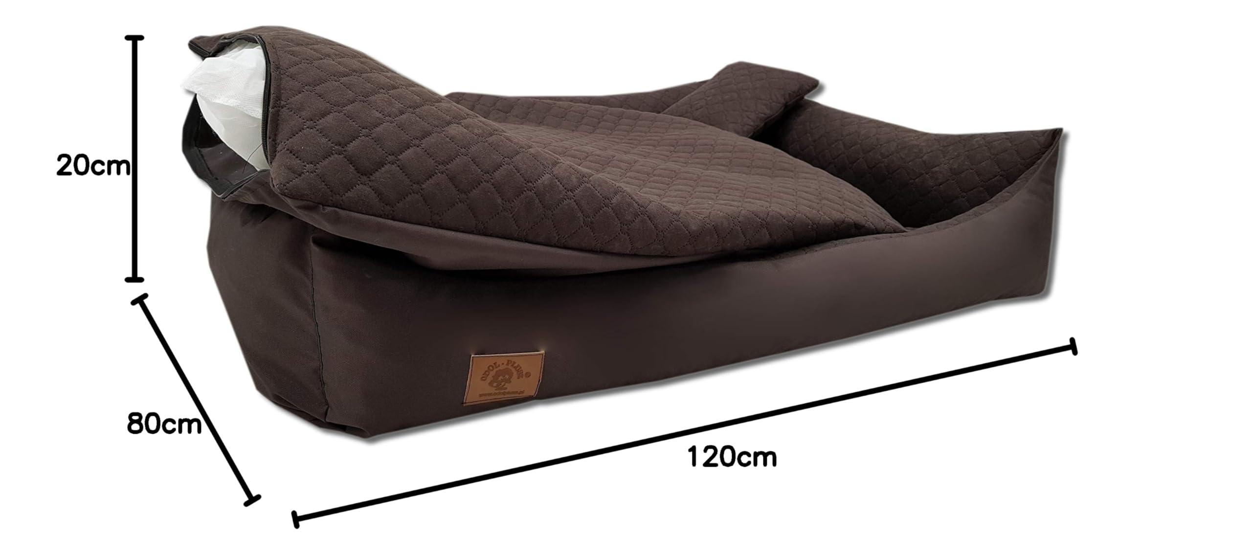 Odolplusz Cama para perros lavable con borde, cojín para perros, 120 x 90 cm (marrón)