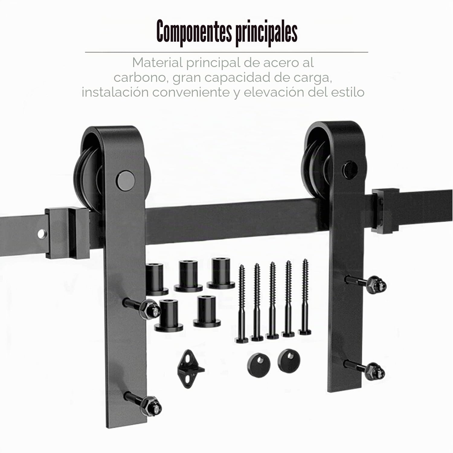 Puerta de Granero Corredera de Madera Suspendida, Kit de Accesorios, 6FT/183cm, Clásico, Verde