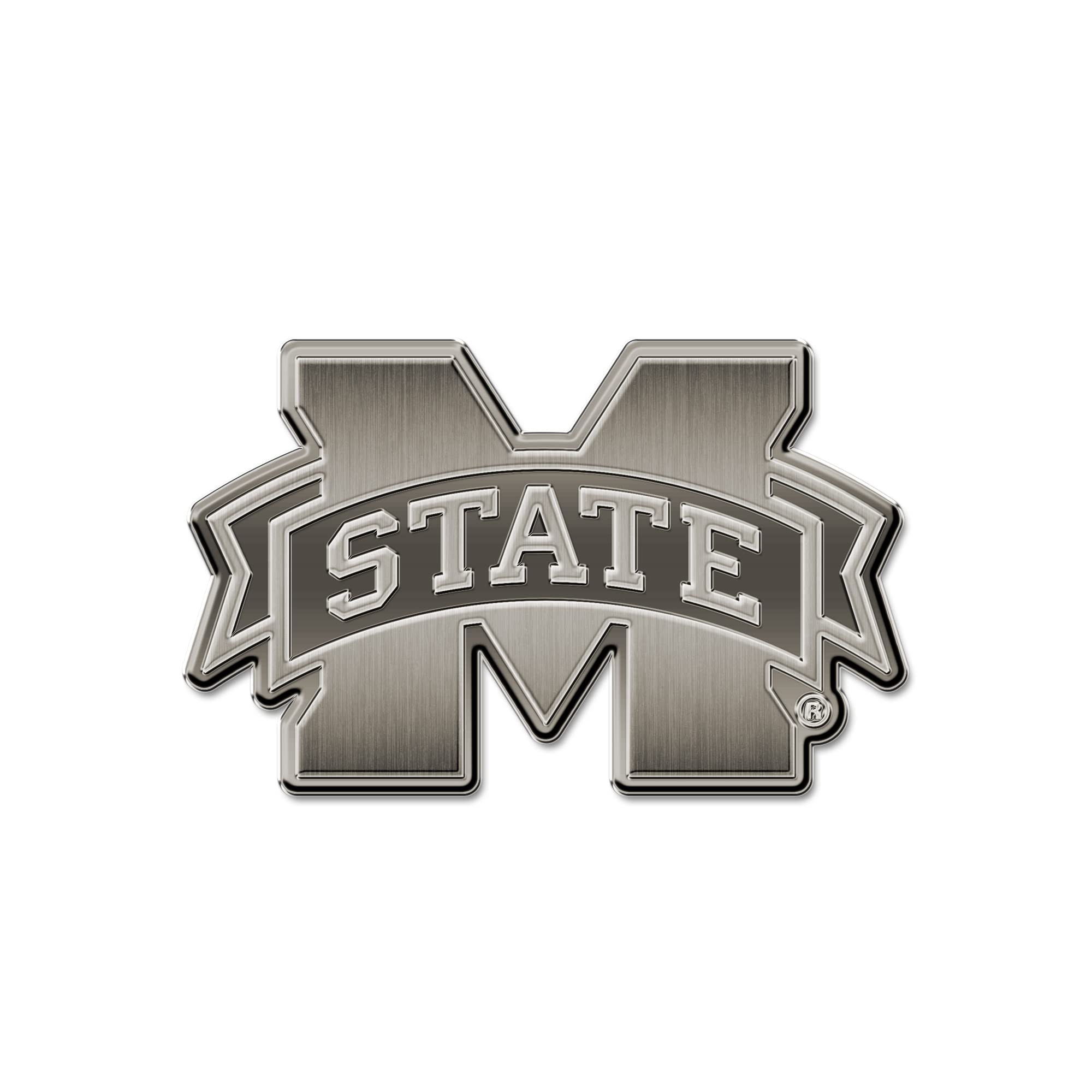 Rico Industries NCAA Mississippi State Bulldogs Antique Auto Emblem Antique Nickel Auto Emblem for Car/Truck/SUV